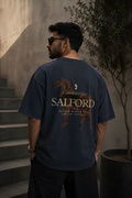 Antim Salford Oversized Navy Blue T-Shirt Horse Back Graphic Print Drop Shoulder Male Model Outdoor Streetwear India