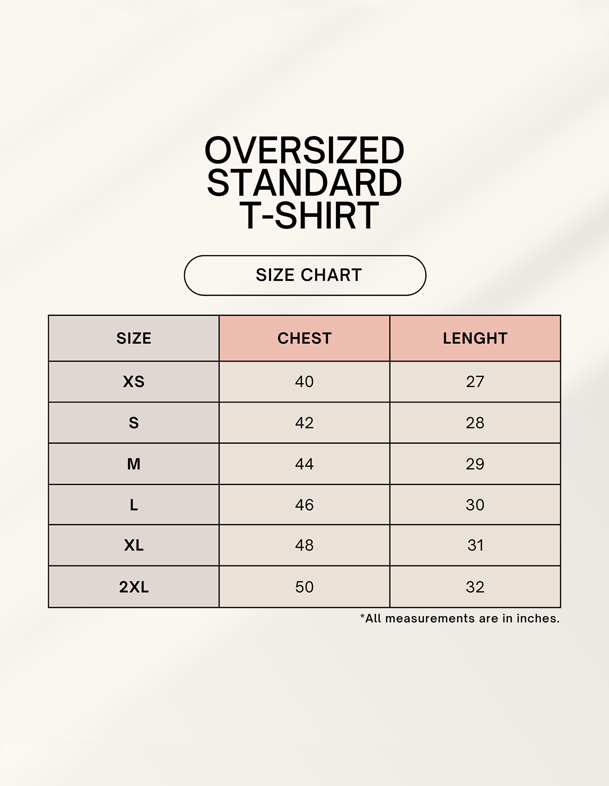 Antim Spread Kindness Like Wildflowers Oversized T-Shirt Size Chart XS S M L XL 2XL Chest Length Measurement Guide India Inches